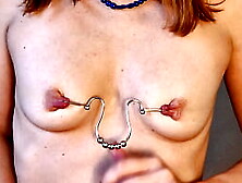 Tortura And Stretching Of Pierced Nipples With Paper Clips