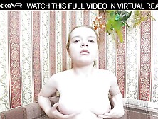 Solo brunette hot Vieta Angel is about to take off and masturbate in VR.