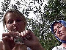 Cute blonde Samantha Jolie slammed by cougar grandpa and grandmother