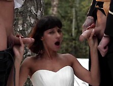 Floozy bride screwed at the wedding and got 2 ramrods in her twat at one time (Part 1)
