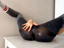 Girl Cum on the Table with Huge Leggings Squirt Ever