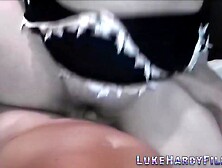 Big Titted british MILF jerks and blows shlong