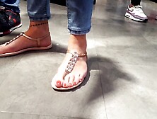 Her Bae big cougar foot, foot inside new sandals