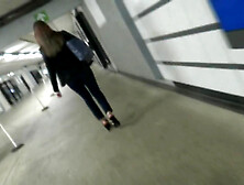 Office lady unveils her feet with high heels sandals