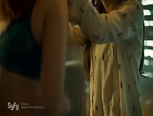 Dominique Provost-Chalkley & Katherine Barrell Kissing,  Lesbian In Wynonna Earp