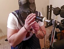 Blindfolded Schoolgirl Gagging on Ramrod Shackled