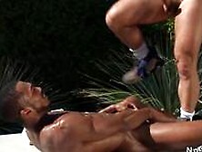 Interracial Gay Anal Sex In Backyard By The Pool