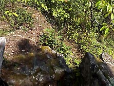 Large Booty Beauty takes wang at the viewpoint - so Risky Public Sex :P