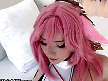 Yae Miko from the Genshin Impact Deepthroat Facesitting and Rough Fucks with Me 26