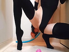 Sissy-Kuroko Fucks Herself In The Ass Wearing A Black Leotard