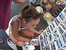 Watch Her Tits While She Buys Postcards