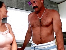 Teeny-Petites - Stepdaughters Surprise Dad With A Wild Fuck On Father's Day