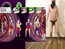 Playing Just Dance In Thong