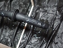 Alone at home,  I used a big black dildo and made myself orderly