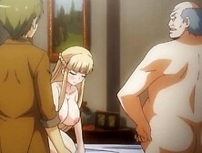 Submissive anime girl is chained up and fucked by masters