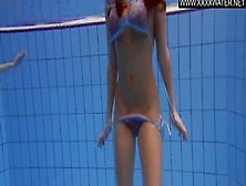 Swimming Pool Threesome Horny Babes