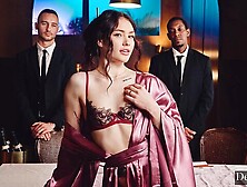 Cutie with big ass Matty Mila Perez drilled by two huge cocks