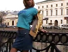 Hot Russian Jeans Miniskirt Blonde