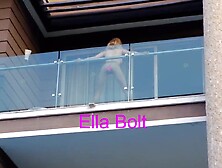 She Caught me when I Spy her railing a Meaty Fake Penis and Unloading in Balcony ELLA BOLT