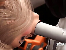 Busty cute blonde and extreme sex with an android in the sci-fi lab