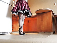 Sissy Ray In Purple Sissy Dress In Kitchen