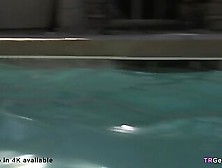 Nasty Trannies And Male Friends Having Orgy By The Pool