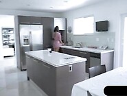 Brazilian Milf Stepmom Blows Stepson On Kitchen Floor