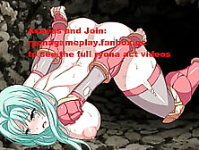 Cute green haired lady having sex with invisible men in erotic hentai ryona game video