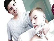 Young Gay Twinks Kissing And Barebacking After A Steamy Facial Hair Shaving