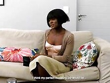 Cute African babe with small natural tits gets picked up and fucked!