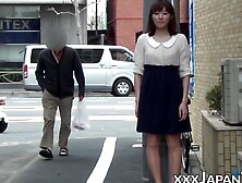 Japanese amateur babe shows upskirt and panties in public