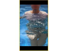 Wifey soaked shirt in the pool with flawless braless breasts