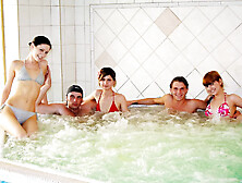 Naked girls party in a sauna