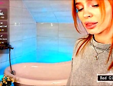 Hot skinny tattooed teen teaseing in bathroom