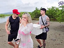 I've a 3some with My Boyfriend and His Ally on the Beach