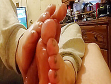 Silver Toes Footjob Big Cumshot