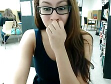 Girl masturbates in the Library.