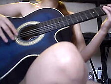 Petite blonde strips for her guitar teacher,  so he can finish on her back,  so he doesn't get her pregnant because he's much olde