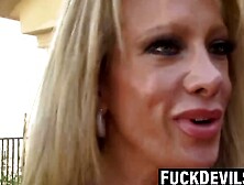 Blonde MILF Raquel Sultra rides stepsonâs cock to her climax
