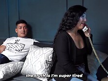 Large-bottomed stepmother shares daybed after a mistake upon arrival from a journey