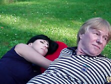 Nubile ash-blonde and brown-haired gobble grandfather salami and gets pounded