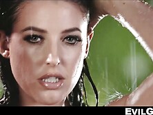 Horny girl with big boobs sucks lots of cocks in blowbang