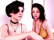 Busty babe in AOA Academy visual novel adventure