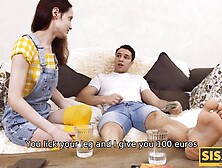 SISPORN. Red-haired plowed by stepbrother after he pays her a