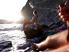 PRICK FLASH on a nudist beach: Stranger caught me jerking off and helped me spunk