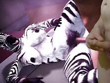 Furry in a striped suit takes a prick and moans gently